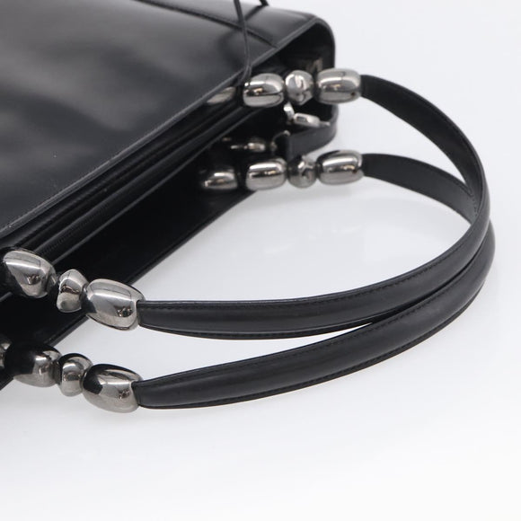 Christian Dior Maris Pearl Hand Bag Leather 2way Black Silver Auth ep17063