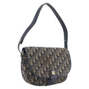 Christian Dior Trotter Canvas Shoulder Bag Navy Gold Tone Auth ep17074-1