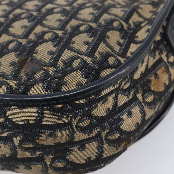 Christian Dior Trotter Canvas Shoulder Bag Navy Gold Tone Auth ep17074