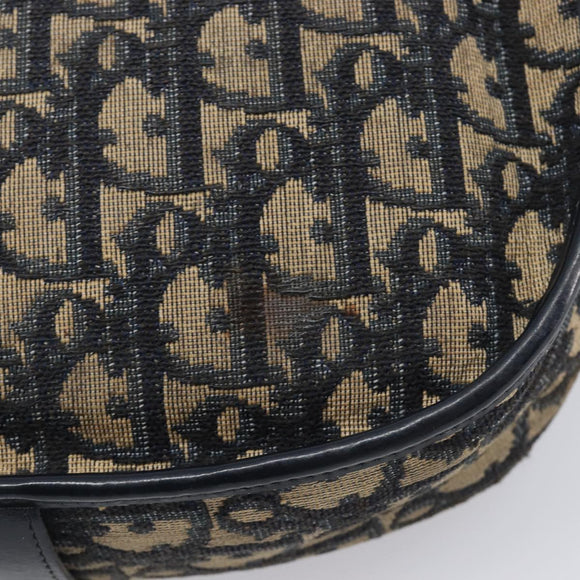 Christian Dior Trotter Canvas Shoulder Bag Navy Gold Tone Auth ep17074