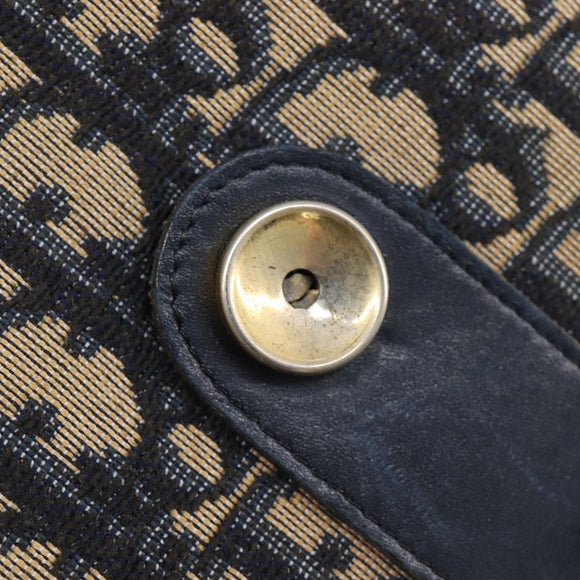 Christian Dior Trotter Canvas Shoulder Bag Navy Gold Tone Auth ep17074