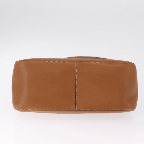 PRADA Shoulder Bag Leather Brown Gold Tone Auth ep17076
