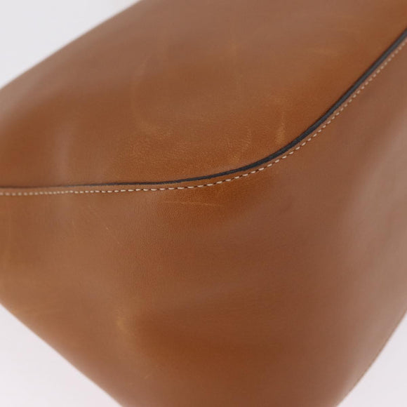 PRADA Shoulder Bag Leather Brown Gold Tone Auth ep17076