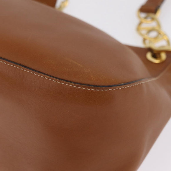 PRADA Shoulder Bag Leather Brown Gold Tone Auth ep17076