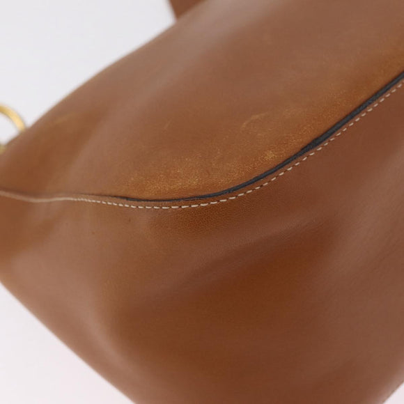 PRADA Shoulder Bag Leather Brown Gold Tone Auth ep17076
