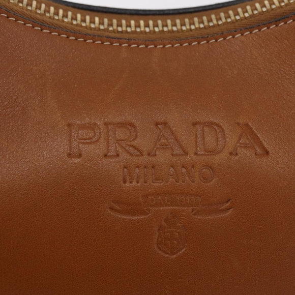 PRADA Shoulder Bag Leather Brown Gold Tone Auth ep17076