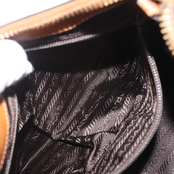 PRADA Shoulder Bag Leather Brown Gold Tone Auth ep17076