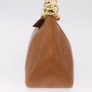 PRADA Shoulder Bag Leather Brown Gold Tone Auth ep17076-6