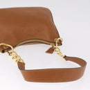 PRADA Shoulder Bag Leather Brown Gold Tone Auth ep17076-8