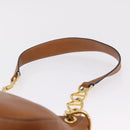 PRADA Shoulder Bag Leather Brown Gold Tone Auth ep17076-9
