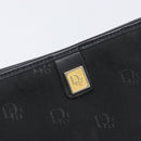 Christian Dior Honeycomb Clutch Bag Canvas Black Gold Tone Auth ep17078-12