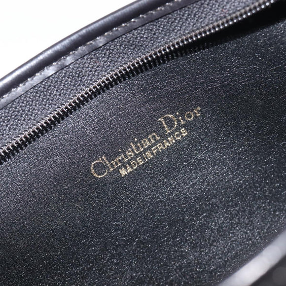Christian Dior Honeycomb Clutch Bag Canvas Black Gold Tone Auth ep17078