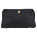 Christian Dior Honeycomb Clutch Bag Canvas Black Gold Tone Auth ep17078-2