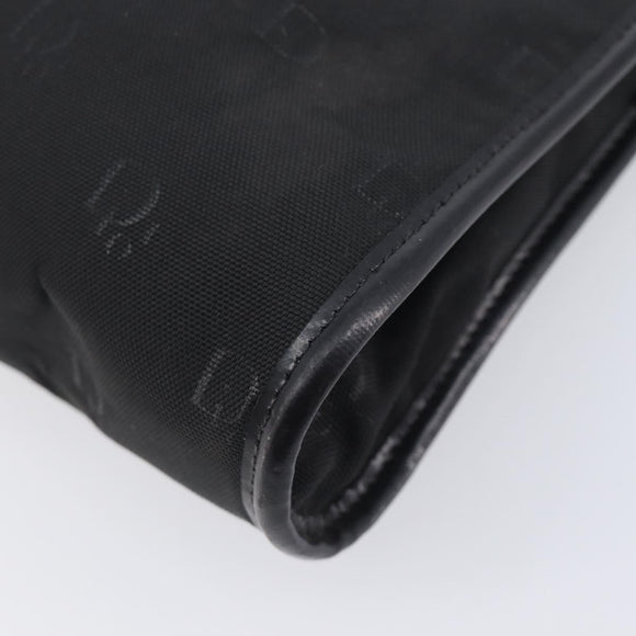 Christian Dior Honeycomb Clutch Bag Canvas Black Gold Tone Auth ep17078
