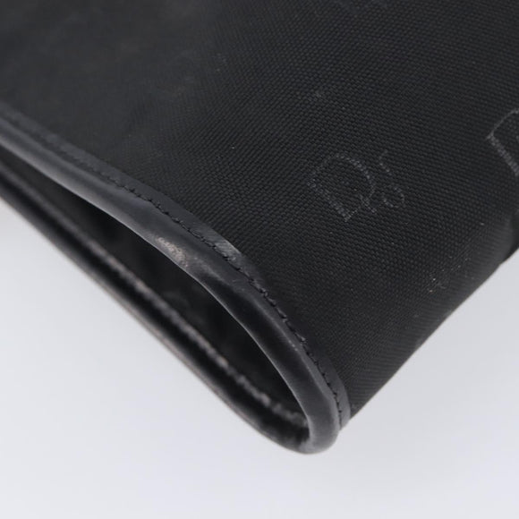 Christian Dior Honeycomb Clutch Bag Canvas Black Gold Tone Auth ep17078