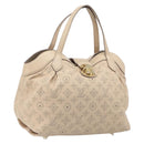LOUIS VUITTON Mahina Shiels PM Hand Bag Leather Beige M93818 LV Auth ep17082-1