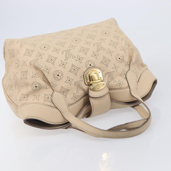 LOUIS VUITTON Mahina Shiels PM Hand Bag Leather Beige M93818 LV Auth ep17082