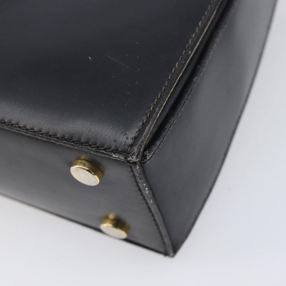CELINE Hand Bag Leather Black Gold Tone Auth ep17090