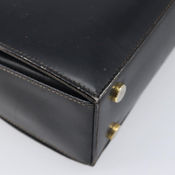 CELINE Hand Bag Leather Black Gold Tone Auth ep17090