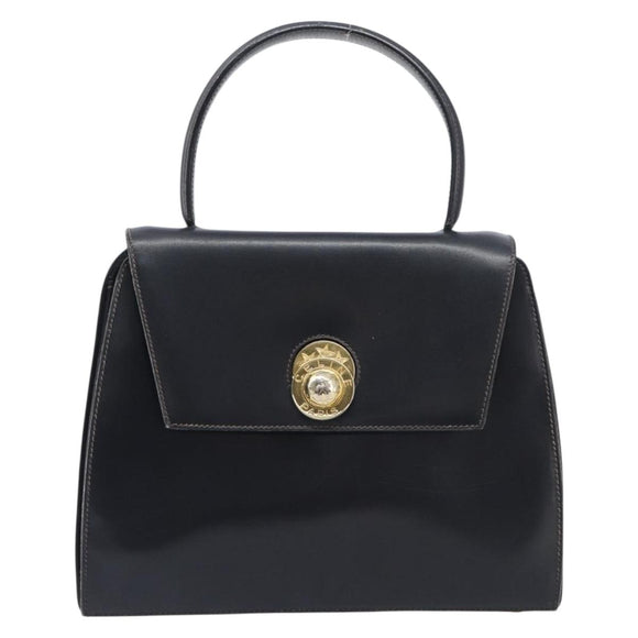 CELINE Hand Bag Leather Black Gold Tone Auth ep17090