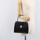 CELINE Hand Bag Leather Black Gold Tone Auth ep17090-25