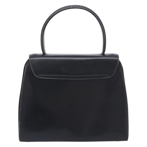 CELINE Hand Bag Leather Black Gold Tone Auth ep17090