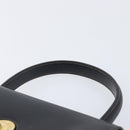 CELINE Hand Bag Leather Black Gold Tone Auth ep17090-8