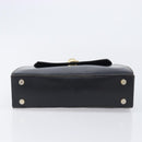 CELINE Hand Bag Leather Black Gold Tone Auth ep17090-9