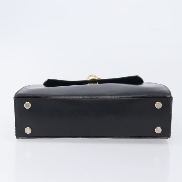 CELINE Hand Bag Leather Black Gold Tone Auth ep17090