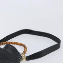 GUCCI Bamboo Hand Bag Leather 2way Black Gold Tone 001 3754 1577 Auth ep17100-10
