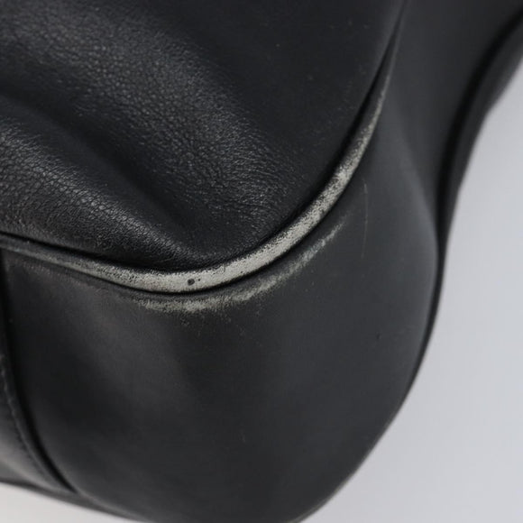 GUCCI Bamboo Hand Bag Leather 2way Black Gold Tone 001 3754 1577 Auth ep17100