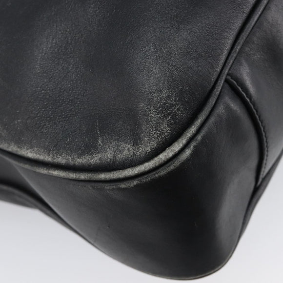 GUCCI Bamboo Hand Bag Leather 2way Black Gold Tone 001 3754 1577 Auth ep17100