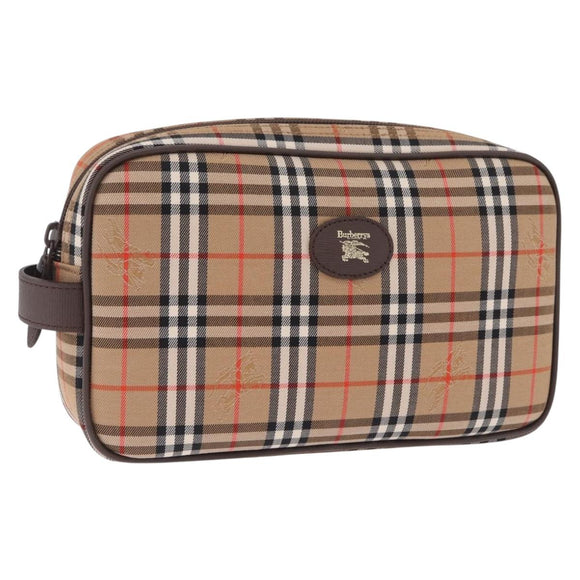 Burberrys Nova Check Clutch Bag Canvas Beige Auth ep17123A