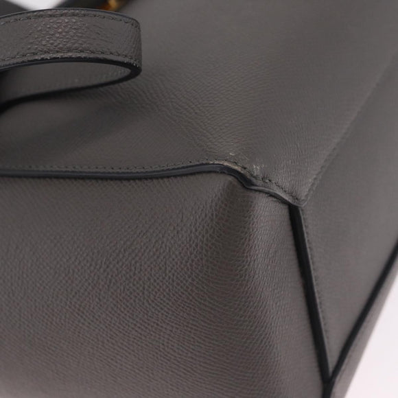 CELINE Micro Belt Hand Bag Leather 2way Gray Gold Auth ep17126V