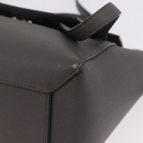 CELINE Micro Belt Hand Bag Leather 2way Gray Gold Auth ep17126V