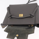 CELINE Micro Belt Hand Bag Leather 2way Gray Gold Auth ep17126V-17