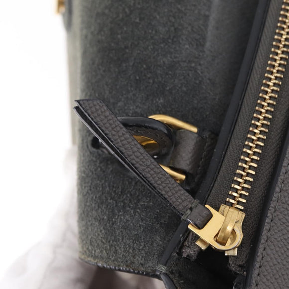 CELINE Micro Belt Hand Bag Leather 2way Gray Gold Auth ep17126V