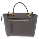 CELINE Micro Belt Hand Bag Leather 2way Gray Gold Auth ep17126V-3