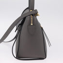 CELINE Micro Belt Hand Bag Leather 2way Gray Gold Auth ep17126V-4
