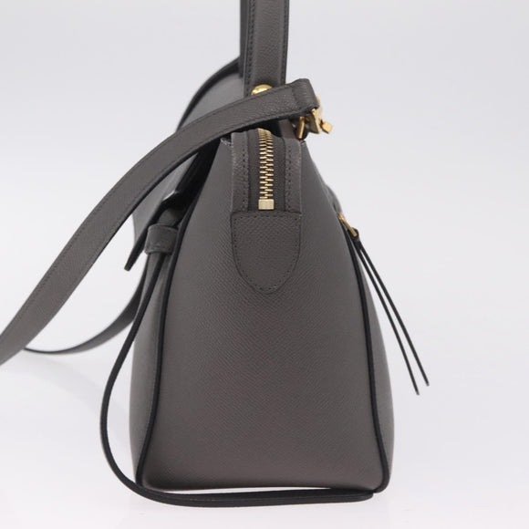 CELINE Micro Belt Hand Bag Leather 2way Gray Gold Auth ep17126V