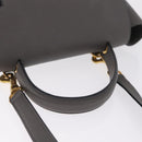 CELINE Micro Belt Hand Bag Leather 2way Gray Gold Auth ep17126V-7