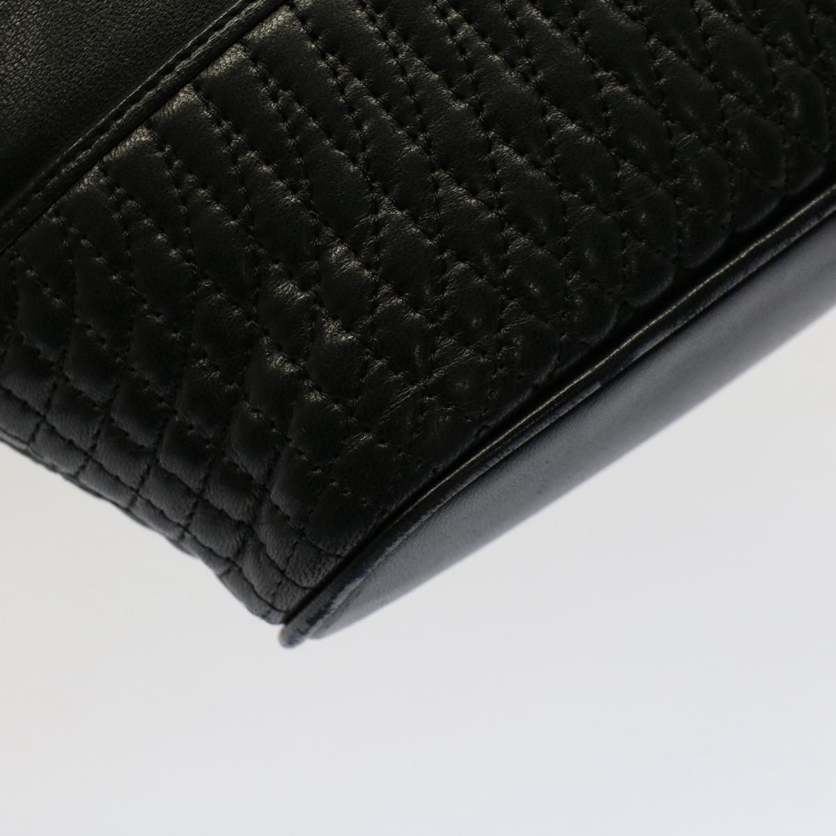 BALLY Hand Bag Leather Black Auth ep1713