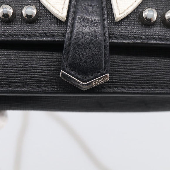 FENDI Chain Karito Shoulder Bag Leather Black Silver 8M0346 Auth ep17134A
