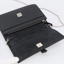 FENDI Chain Karito Shoulder Bag Leather Black Silver 8M0346 Auth ep17134A-15