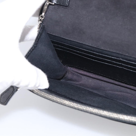 FENDI Chain Karito Shoulder Bag Leather Black Silver 8M0346 Auth ep17134A