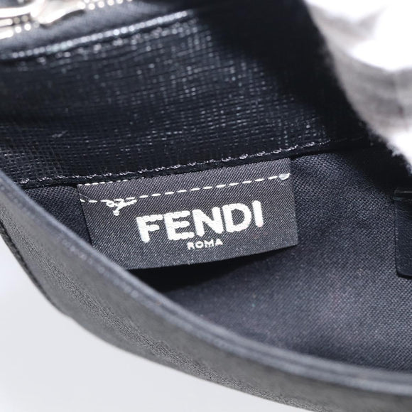 FENDI Chain Karito Shoulder Bag Leather Black Silver 8M0346 Auth ep17134A