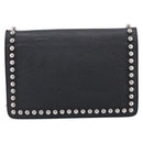 FENDI Chain Karito Shoulder Bag Leather Black Silver 8M0346 Auth ep17134A-3