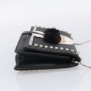 FENDI Chain Karito Shoulder Bag Leather Black Silver 8M0346 Auth ep17134A-5
