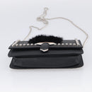 FENDI Chain Karito Shoulder Bag Leather Black Silver 8M0346 Auth ep17134A-9
