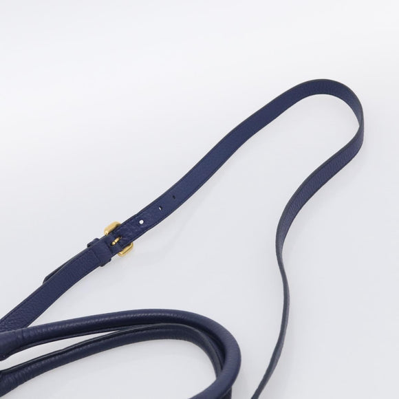 PRADA Hand Bag Leather 2way Blue Gold Auth ep17141V